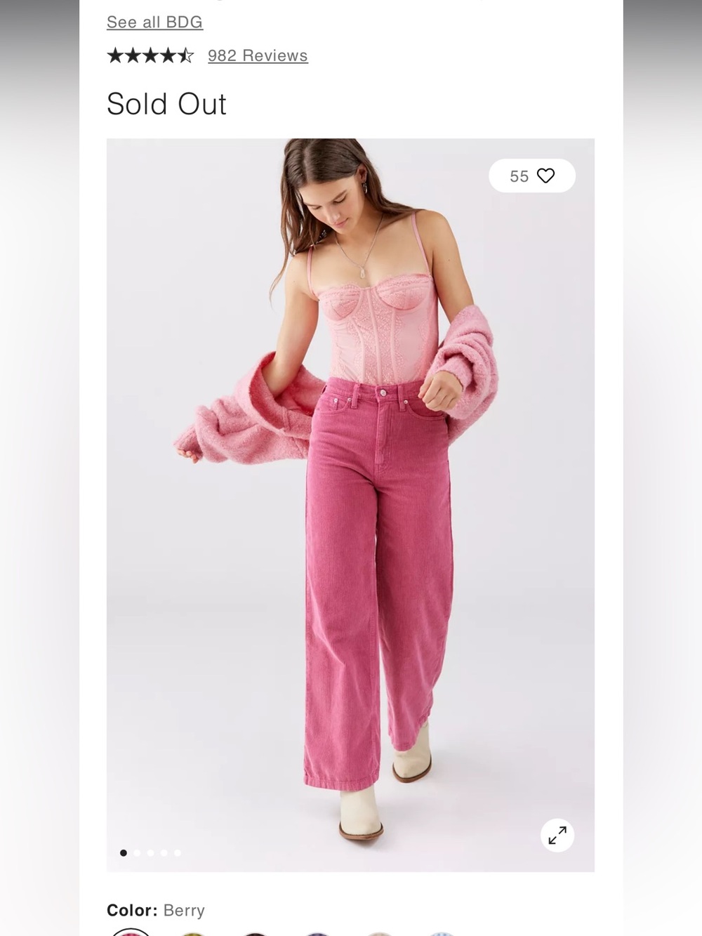 BDG Pink Corduroy Pants